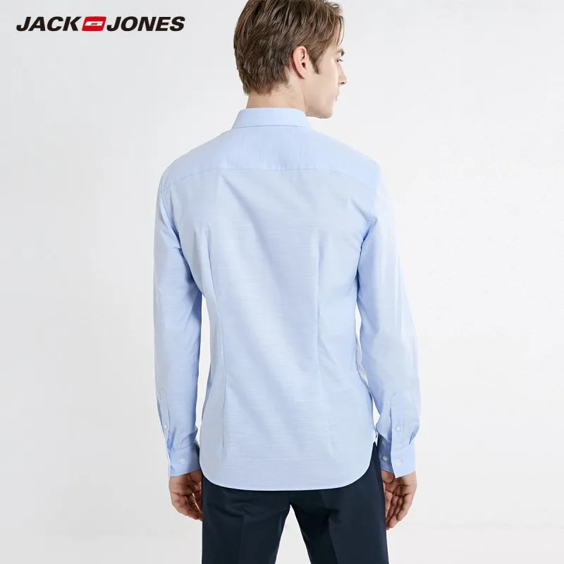 Рубашка JackJones 219105530 Мужская базовая из эластичного хлопка с длинными рукавами
