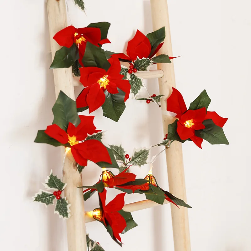 

Home holiday lanterns new led christmas lights string safflower red fruit decorative lights handmade DIY plant light string
