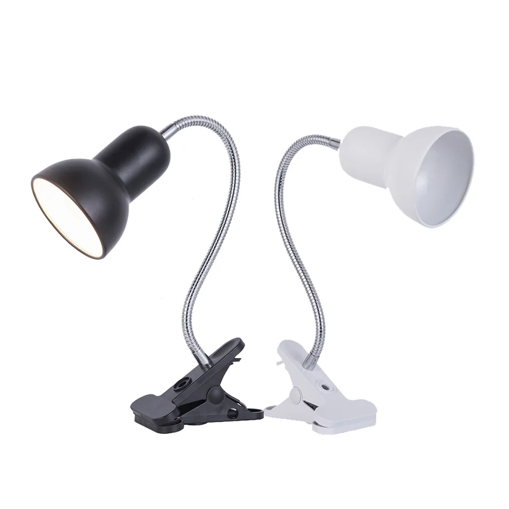 

ZMJUJA New Adjustable LED Desk Lamp e27 light With Clip Switch 360 Degree Twisted Flexible Metal Tubing led desk lights Reading