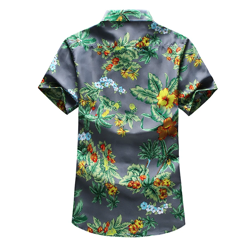 NEW Men Summer Floral Printed Beach Short Sleeve fashion Casual Shirt Plus size 5XL 6XL 7XL black grey Men's | Мужская одежда