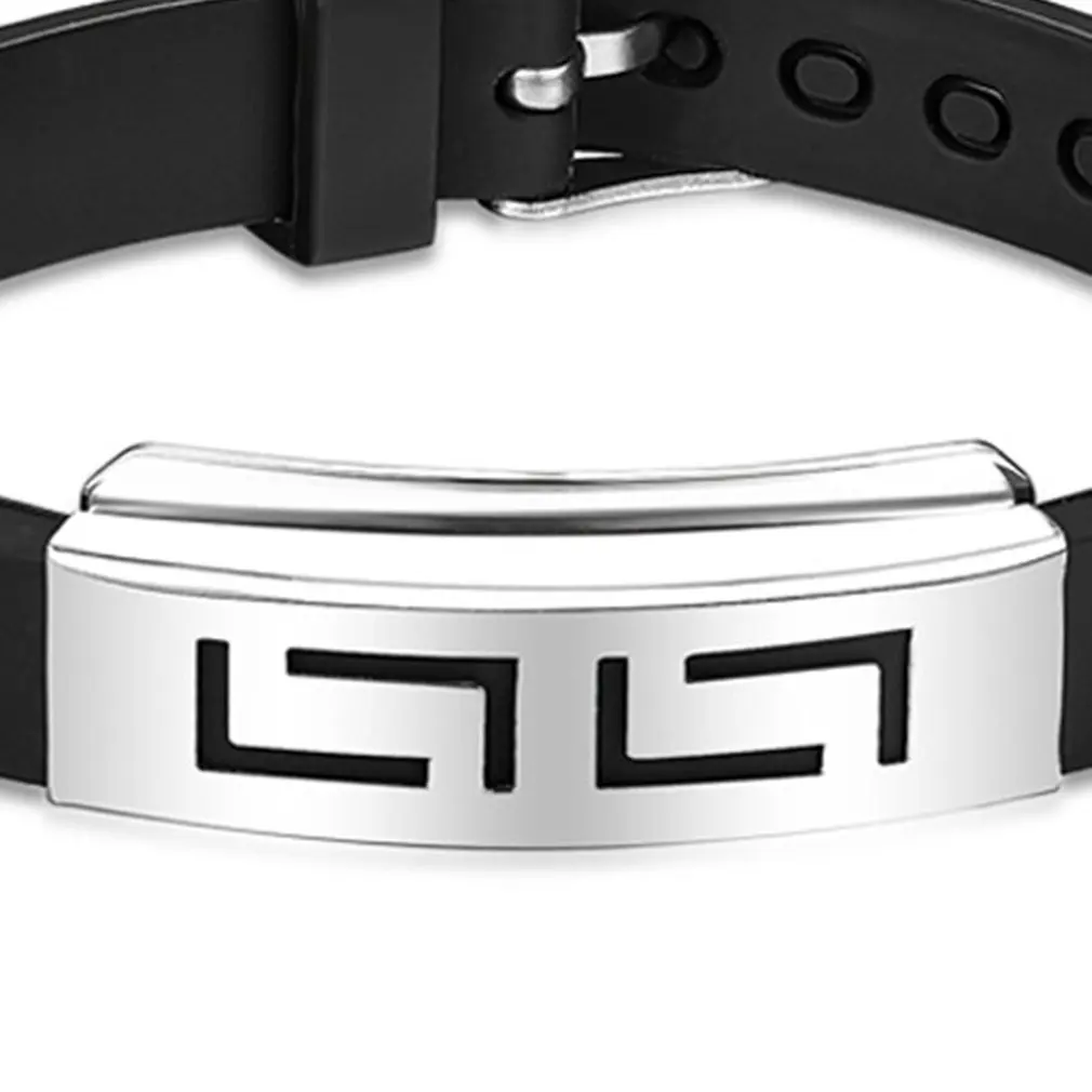 Men Bracelet Stainless Steel Hand Chain Jewelry Silicone Creative Black Trendy Shape Classic Bangle Fashion New 2020 | Украшения и