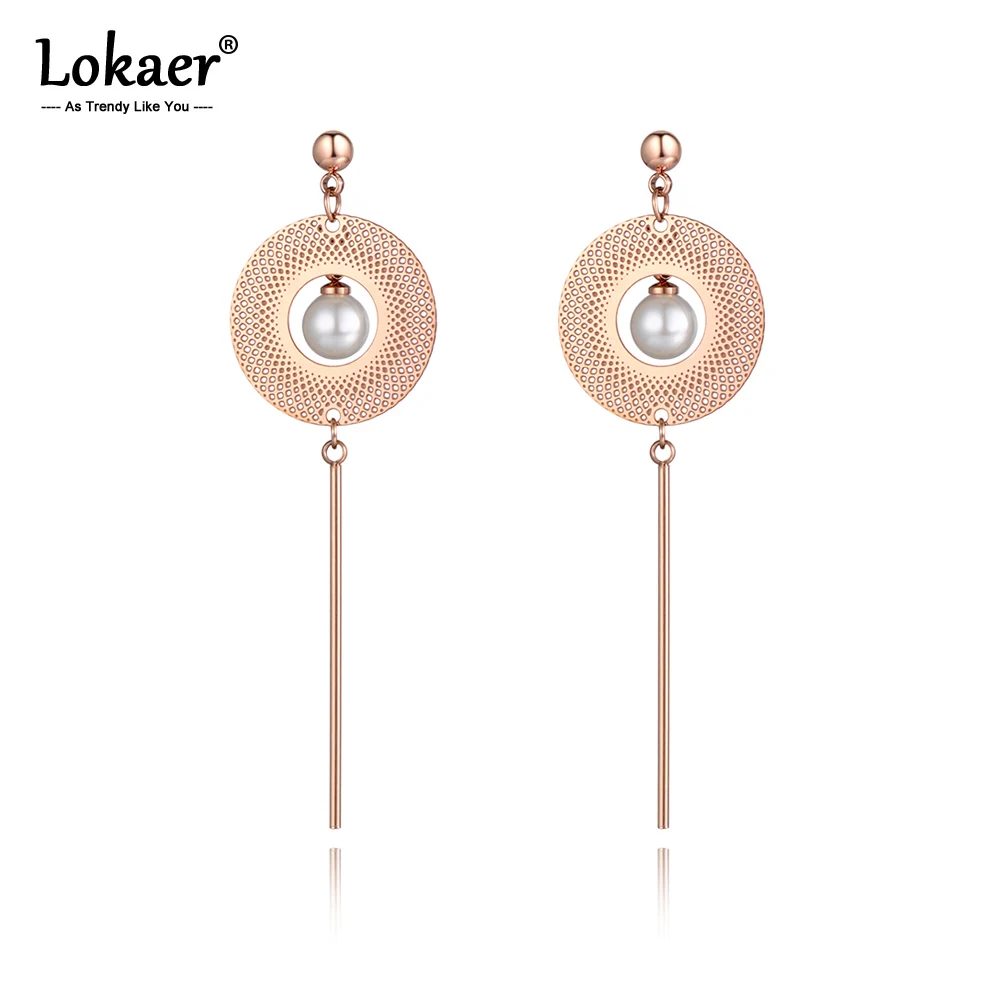 Lokaer винтажные этнические серьги-капли из нержавеющей стали с геометрическими кисточками, ювелирные изделия, имитация жемчуга, висячие серьги для женщин E19219