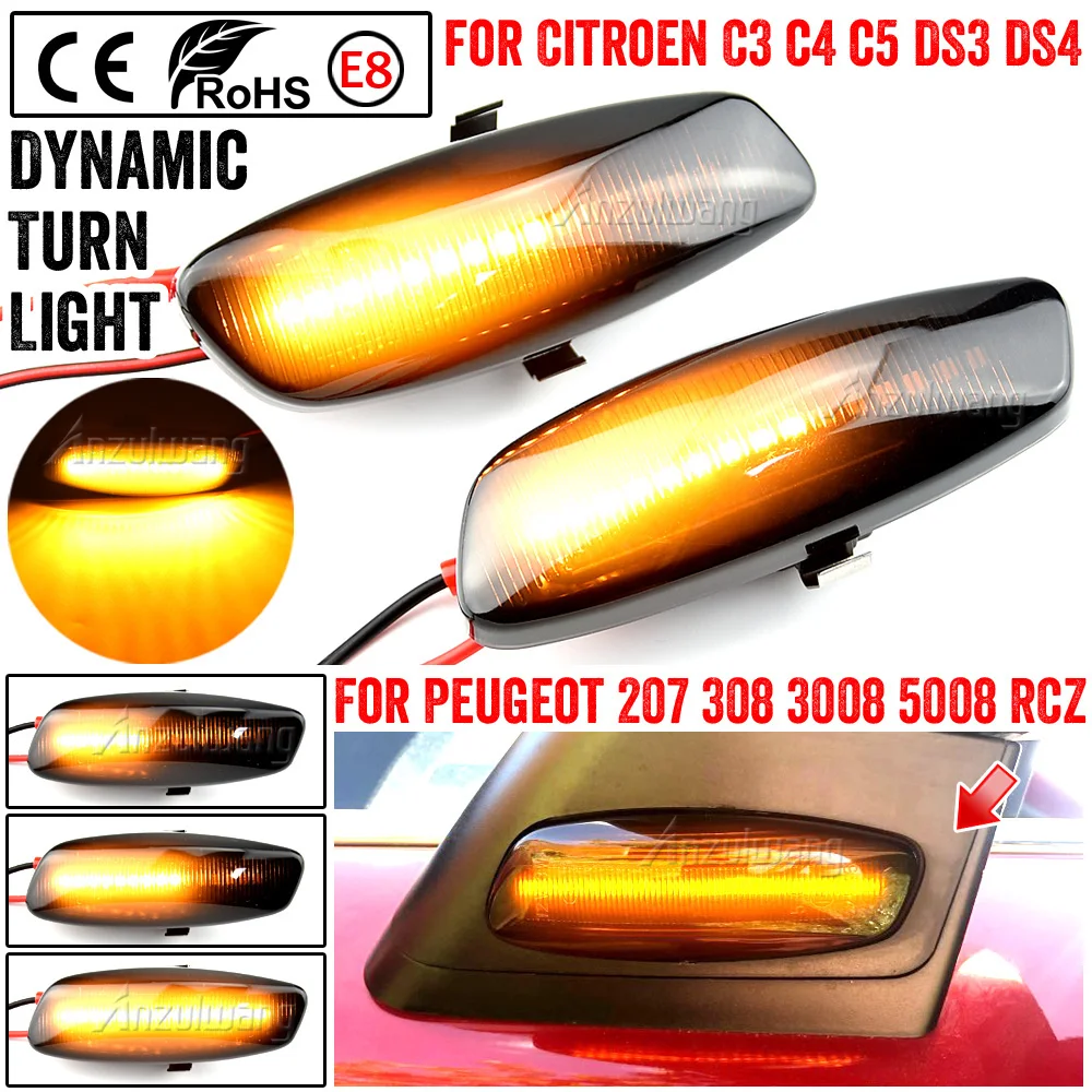 Dynamic Flashing Led Side Marker Turn Signal Light For Citroen C4 Picasso C3 C5 DS4 Peugeot 308 207 3008 5012 Indicator Lamp