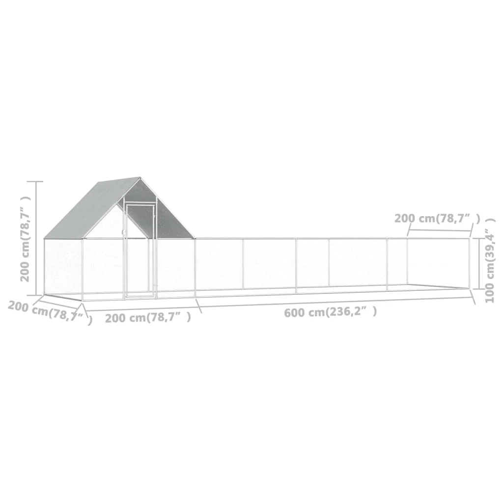 

Chicken Coop 26.2'x6.6'x6.6' Galvanized Steel