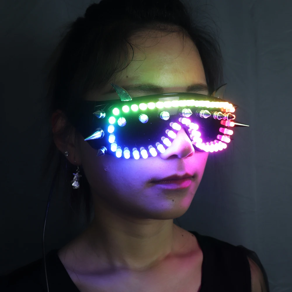 Full Color Led Luminous Glasses Can Change 7 Colors Flashing Halloween Party Mask Light Up Eyewear For DJ Club Stage Show | Дом и сад