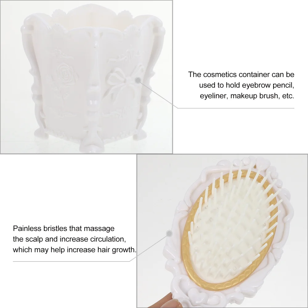

5pcs Salon Hair Brush Desktop Decorative Hair Comb Brush Set with Storage Holder