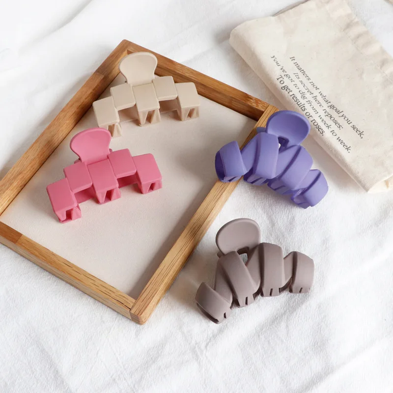 Модные корейские однотонные заколки для волос женщин элегантные Геометрические