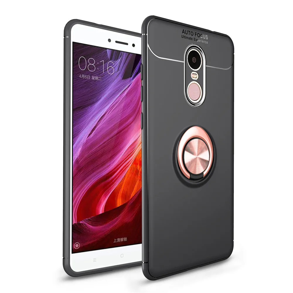 Для Xiaomi Redmi Note 4 4X чехол цветной металлический Магнитный кольцо мягкое Силиконовое ТПУ и жесткий чехол для Xiaomi Redmi Note 4 4X5,5"