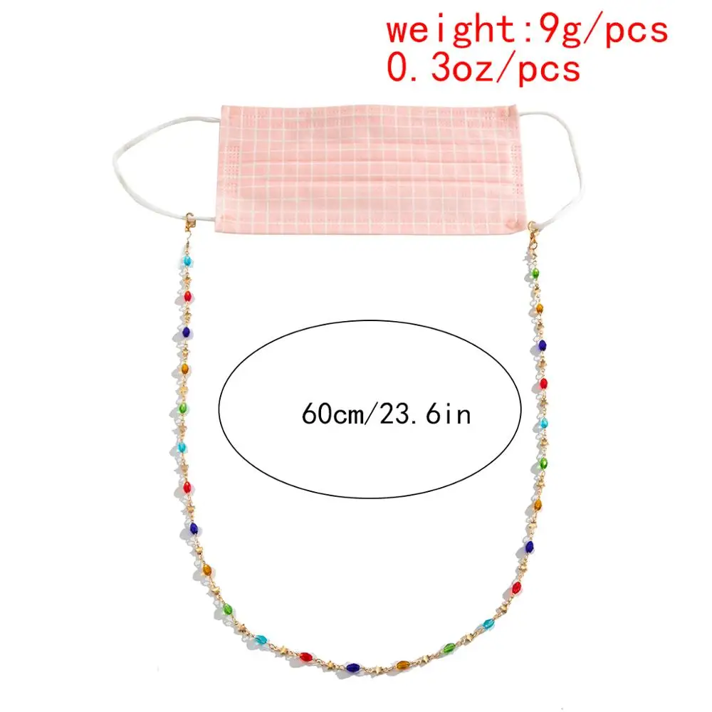 

Colorful Beaded Anti-lost Face Cover Lanyard Glasses Lanyard Strap Necklace for Women Wedding Sunglasses Mask Long Chain Jewelry