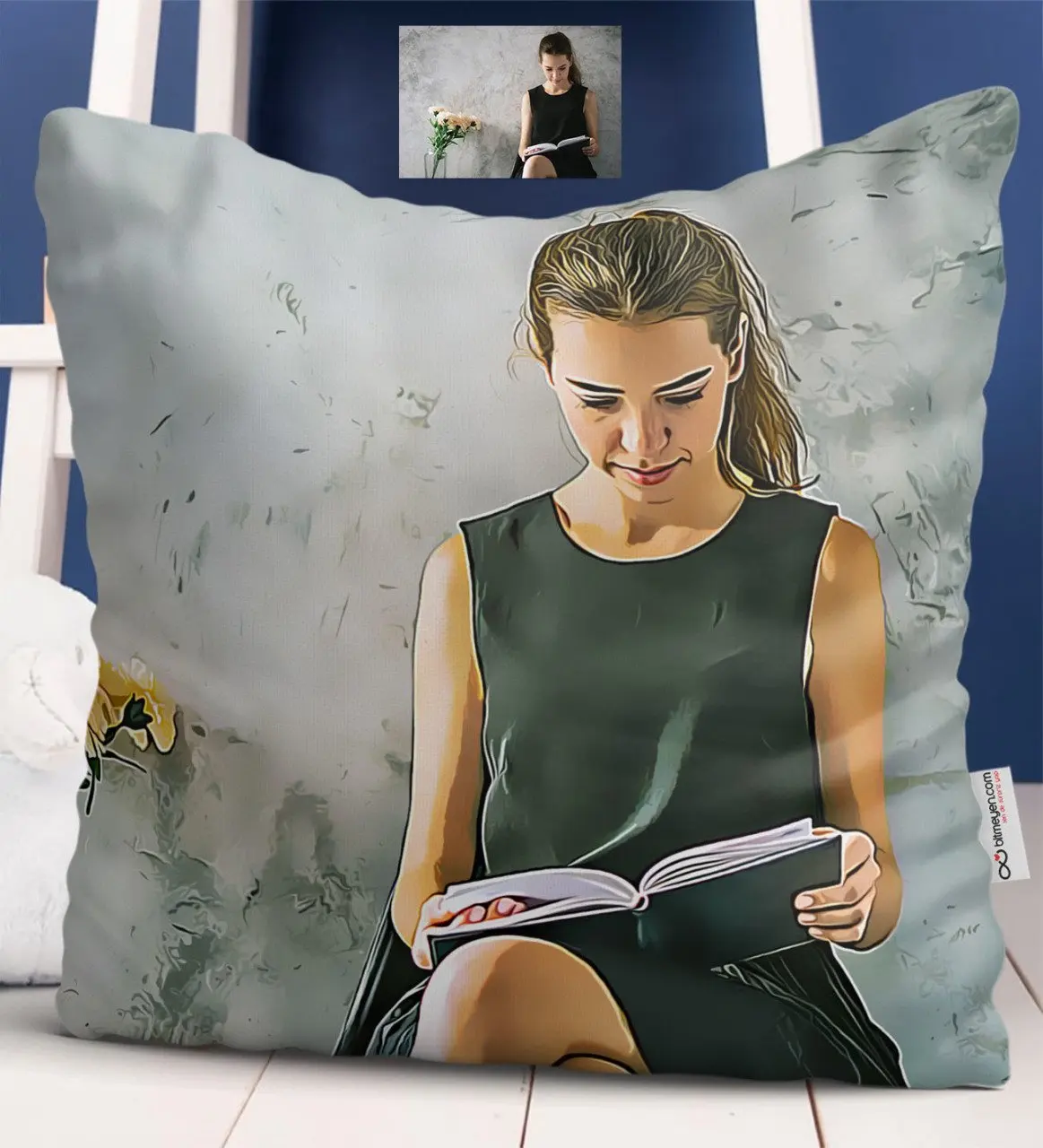 

Personalized Full Length Women Caricature Of White Yastık-1