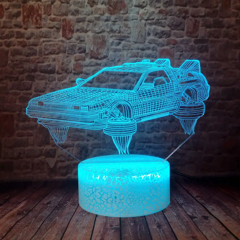 

Flashing hover cars Model 3D Illusion LED Kids Nightlight Colorful Changing Light Desk levitation vehicle Model Toys