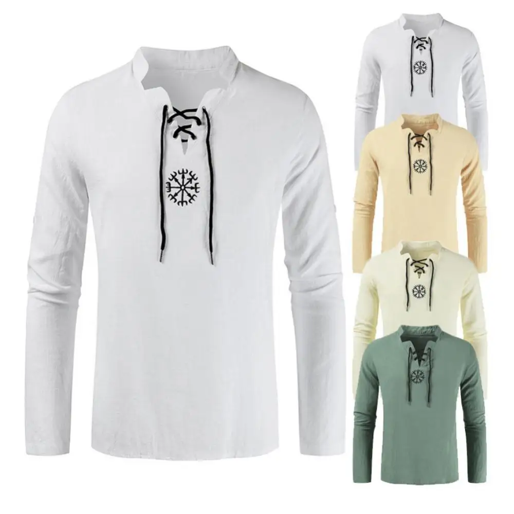 Весенняя Мужская рубашка с длинным рукавом средневековый рыцарь Топ косплей