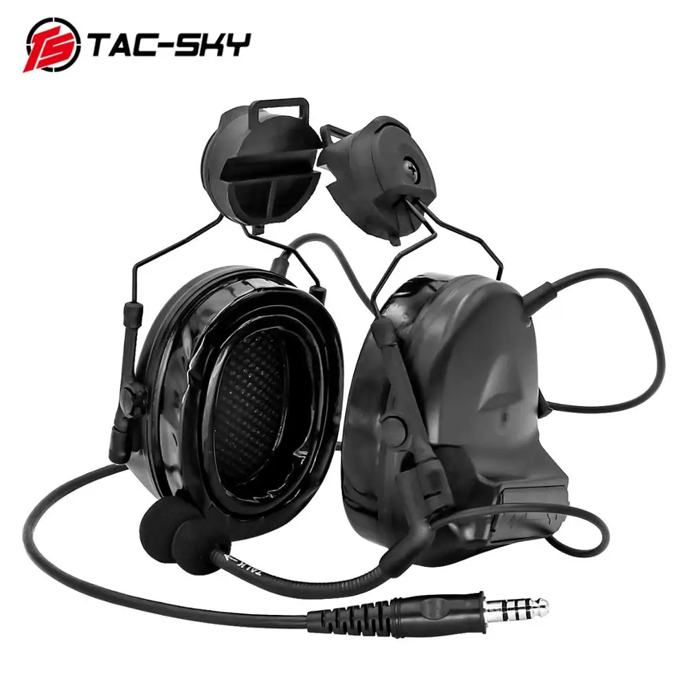 TAC-SKY tactical helmet ARC track bracket headset COMTAC II silicone protective earmuffs hunting noise reduction headset BK