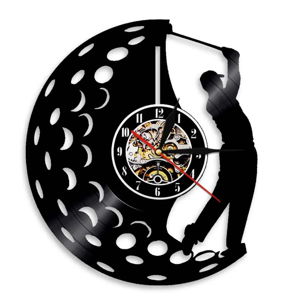 

Golfer Decoration Wall Clock Modern Art Glof Club Vintage Vinyl Record Hanging Watch Personality Decorative Golf Lover Gift