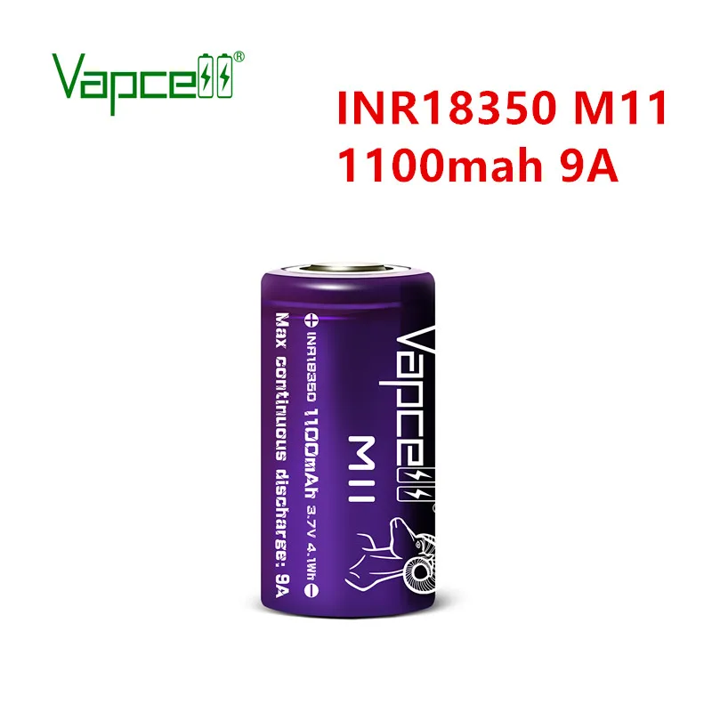 Бесплатная доставка Vapcell 18350 1100 мАч 9A M11 3 7 в литиевая батарея перезаряжаемые