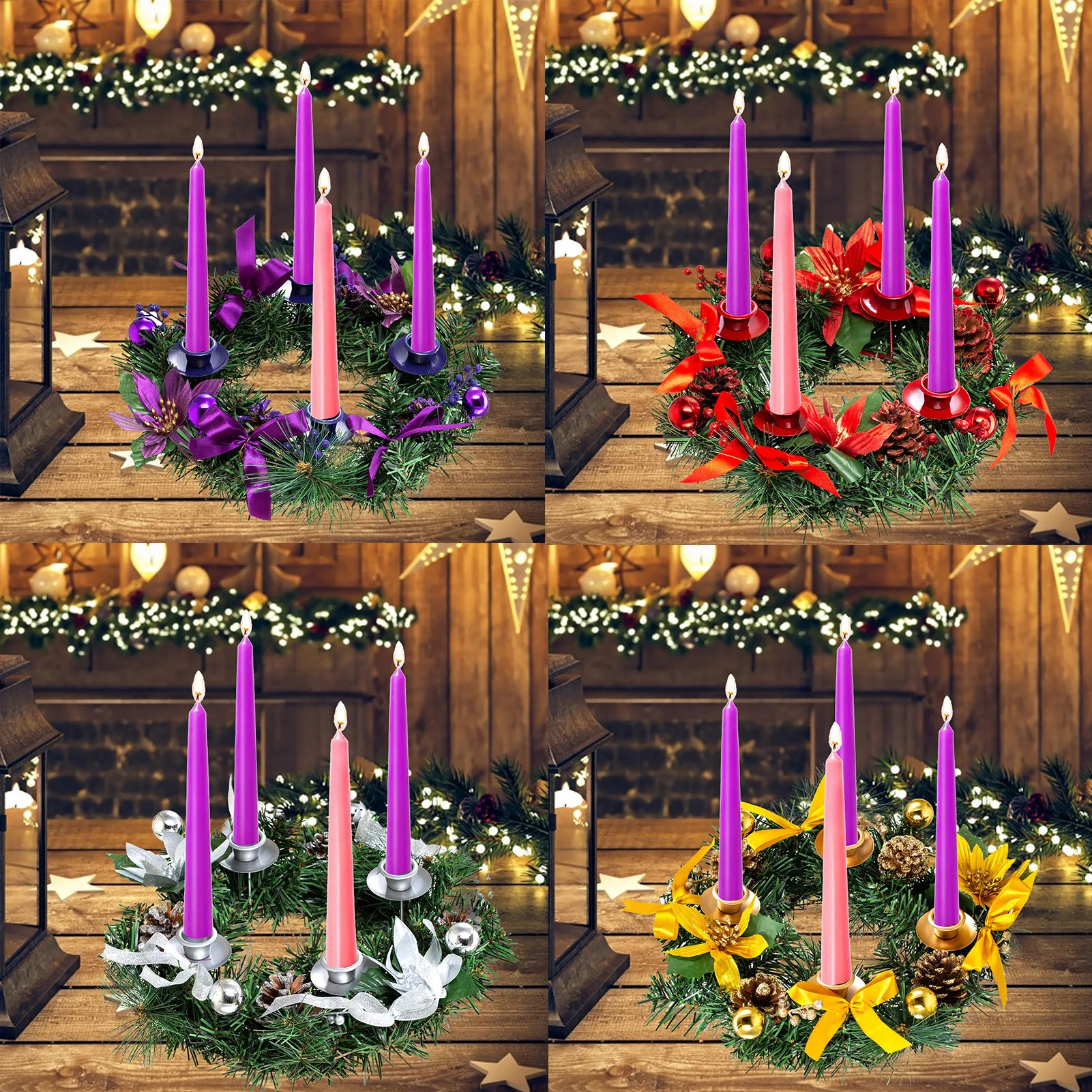 

Рождественский венок, подсвечник, прочный материал, Рождественский венок с Подсвечниками с 4 свечами для украшения дома