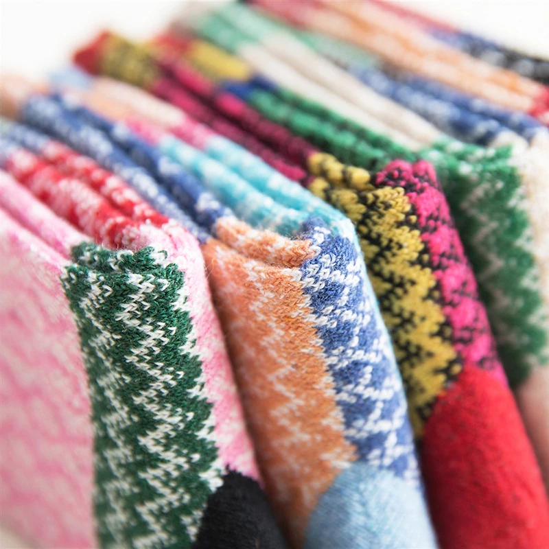 5Pairs/lot New Witner Thick Warm Wool Women Socks Vintage Christmas Colorful Gift Free size YM7005 | Женская одежда