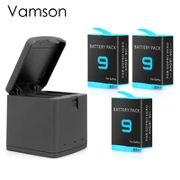 for gopro hero 10 9 battery three charger for gopro hero 10 9 black 1720mah li ion batteria camera accessories
