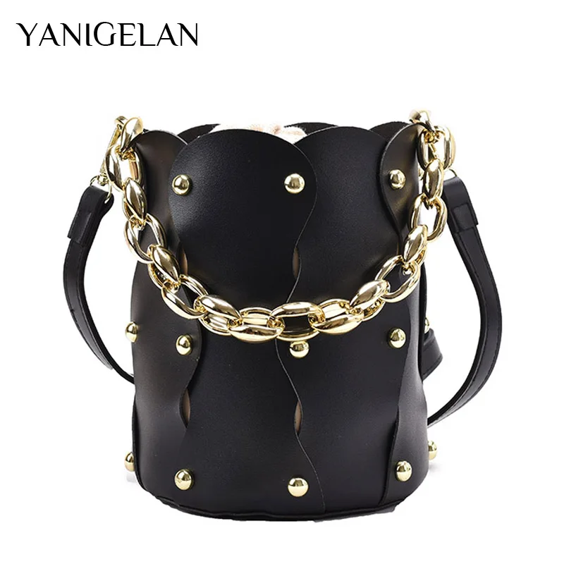 

YANIGELAN Drawstring Bucket Bag For Women Chain Exquisite Leather Messenger Pack Purses And One-Shoulder Handbags New Sac A Main