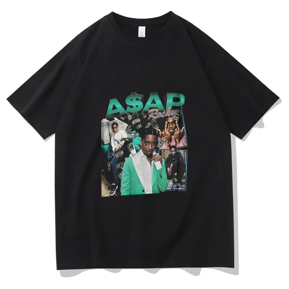 

Hip Hop Rap ASAP Rocky Tshirt Awesome Playboi Carti Tees Harajuku Green Logo Print T Shirts Men Women Oversized Street T-shirt