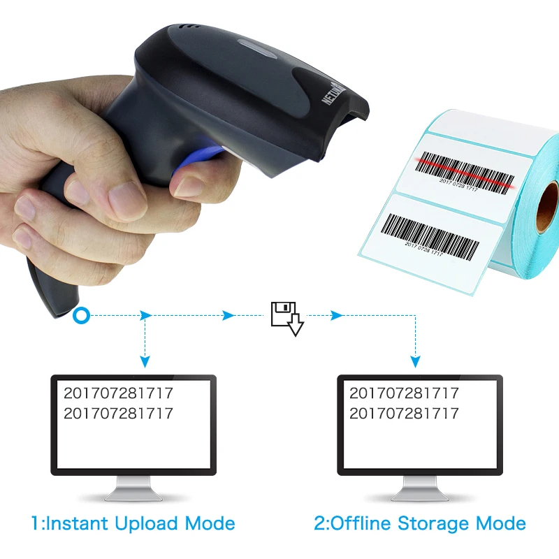 NETUM W6 CCD сканер штрих кода 2 4 ГГц беспроводной и USB2.0 проводной считыватель для
