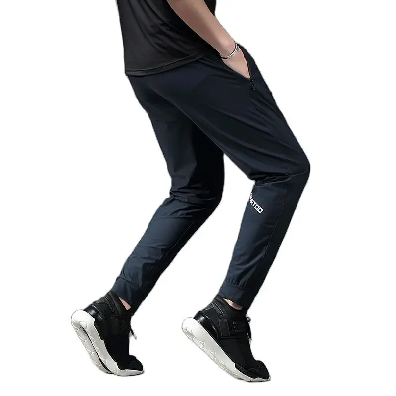 Wear 110kg Plus Size Thin High Elastic Running Pants Men Sport Fitness Pants With Zipper Pockets Training Joggings trousers