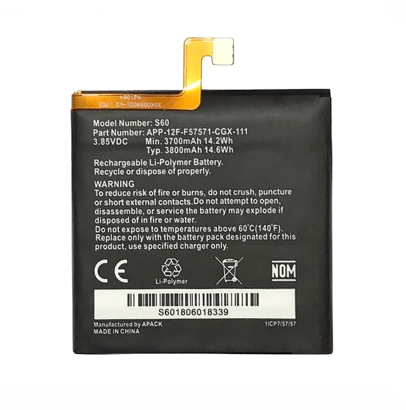 

1x3800 мАч Втч аккумуляторная батарея для CATS60 S60 аккумулятор батареи