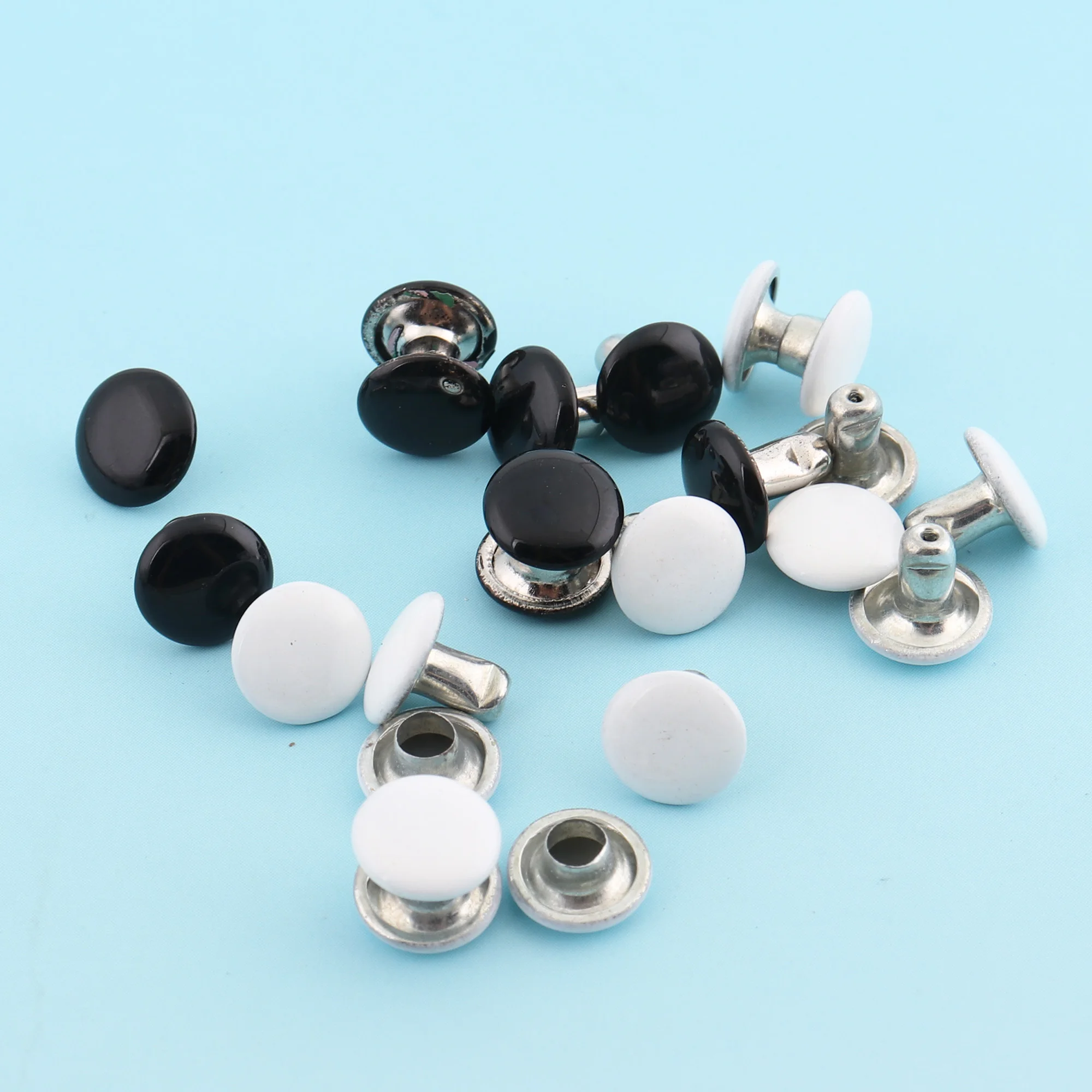 Double Cap Rivets 100sets 8mm White/black Round Leathercraft Purse Notions Metal Studs for Bag/ Belt | Дом и сад