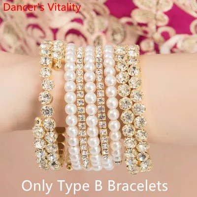 Only Type B Bracelet Индийские танцевальные стразы, браслеты, серьги-капли для живота, Восточные Танцевальные соревнования, серьги для выступлений, аксессуары, украшения - Цвет: Only Type B Bracelet