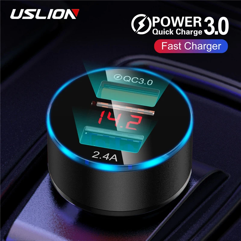 Автомобильное зарядное устройство USLION с 2 USB портами 3 А быстрая зарядка 0|Зарядные