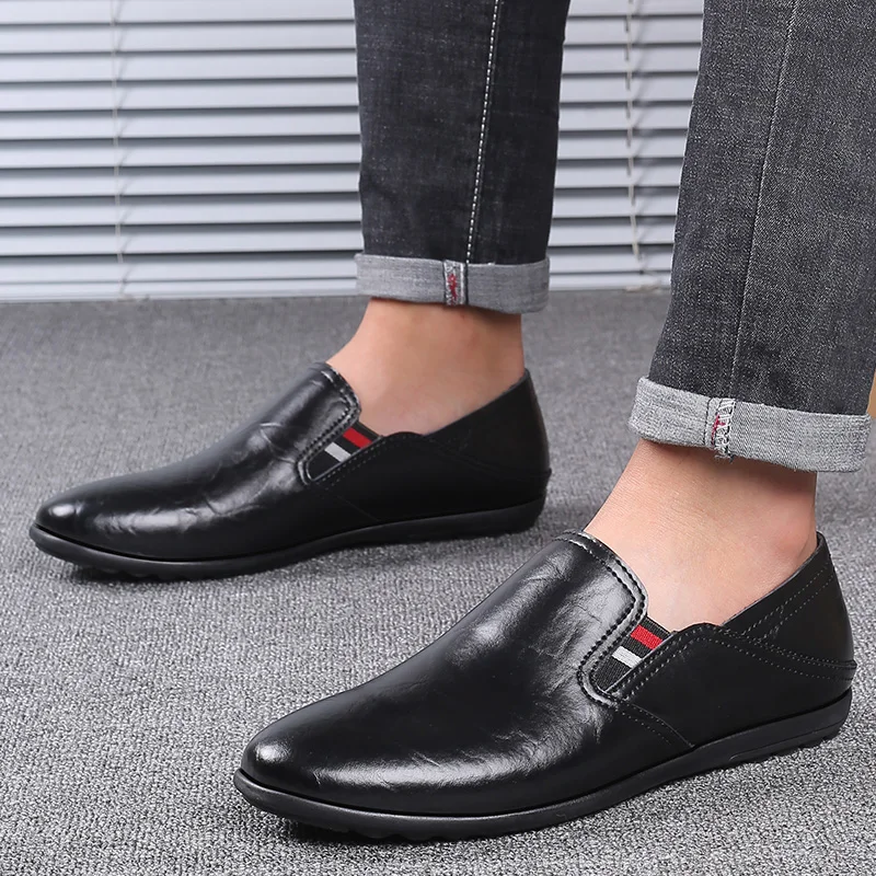 

New Men Casual Shoes Business Loafers Leather Slip on Driving Shoes Male Soft Non-Slip Comfortable Summer Flats Mocasines Hombre
