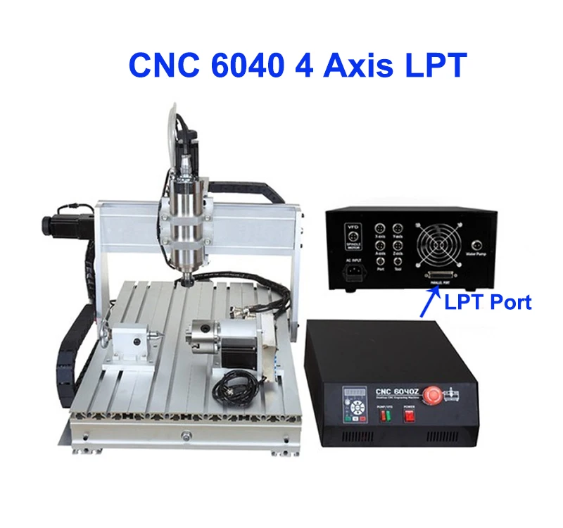 CNC6040 4Axis LPT ЧПУ 6040z 2.2KW 4 оси Фасонная фреза по металлу USB фрезерный гравер машина для резки по дереву, Алюминий DIY резьба стабильный независимых езды на автомобиле - Цвет: CNC6040 4Axis LPT