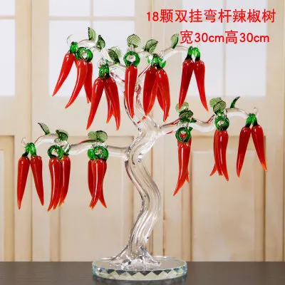 18pcs Doulbe-hang Кристалл творческий день Чили дерево красные огненные украшения винный шкаф гостиная Свадебные украшения домашний декор стола - Цвет: 18pcs Doulbe-hang