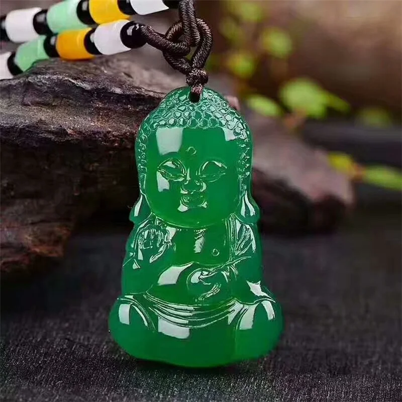 

Natural Green Hand Carved Children's Buddha Jade Pendant Fashion Jewelry Men's and Women's Doll Buddha Necklace Gift Accessories