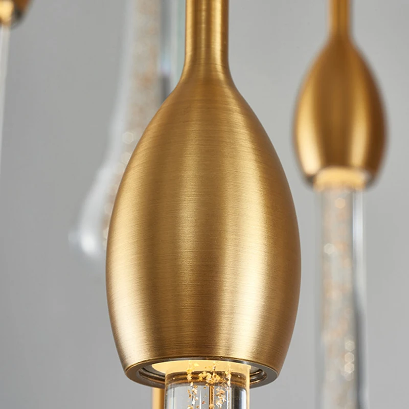 

Luxury modern crystal chandelier for staircase large gold drop design led cristal lamp long villa lobby hanging lighting fixture