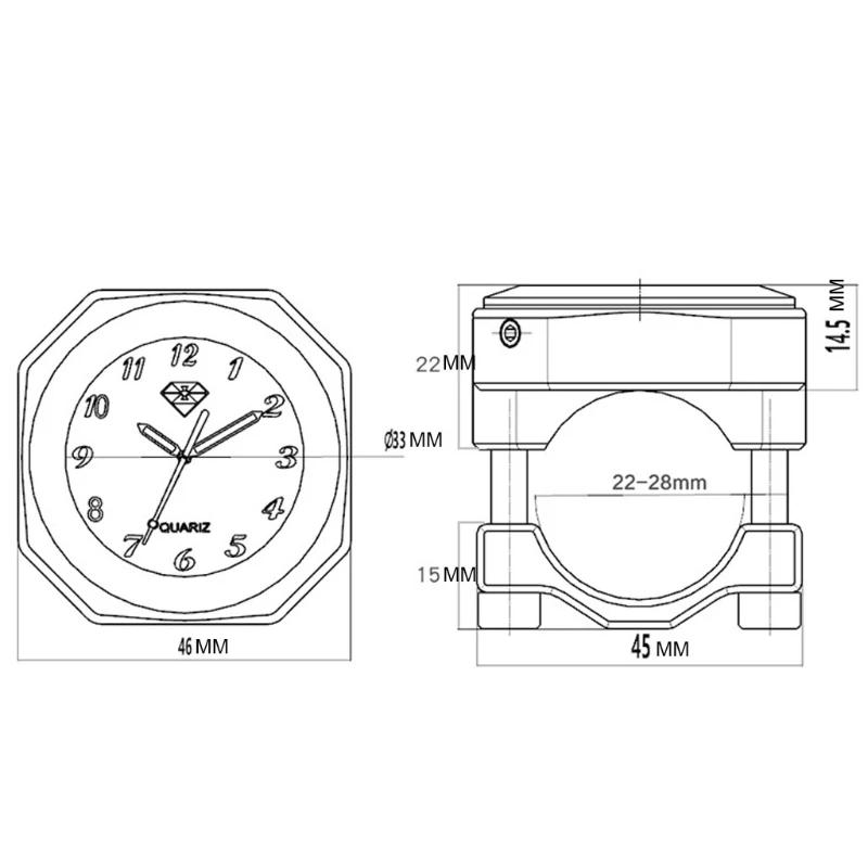 

Universal Aluminum Alloy 4Color 7/8inch 1inch Motorcycle Luminous Handlebar Mount Clock Watch Thermometer CNC Chrome Motorcycle