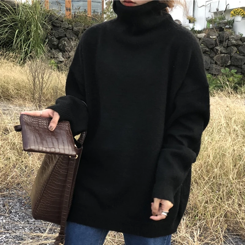 BGTEEVER большие размеры утолщенная теплая водолазка женские вязаные топы зима 2019