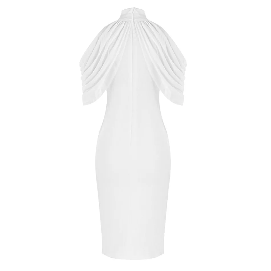 

2020 New Style Women'S White High Neck Sexy Strapless Tight Mini Bandage Dress Bodycon Fashion Elegant Party Club Dress