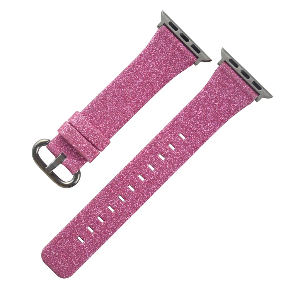 Для Apple Watch Band Series 6 SE 5 4 3 2 38 мм 42 40 44 Блестящий кожаный ремешок для iWatch