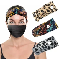 european and american creative color leopard print elastic headband cotton mask ladies anti leaf button cross section wide brim