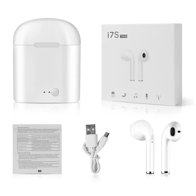 I7s Tws гарнитура беспроводная Bluetooth 5,0 гарнитура Мини наушники, с микрофоном зарядная коробка спортивная Гарнитура, для смартфонов