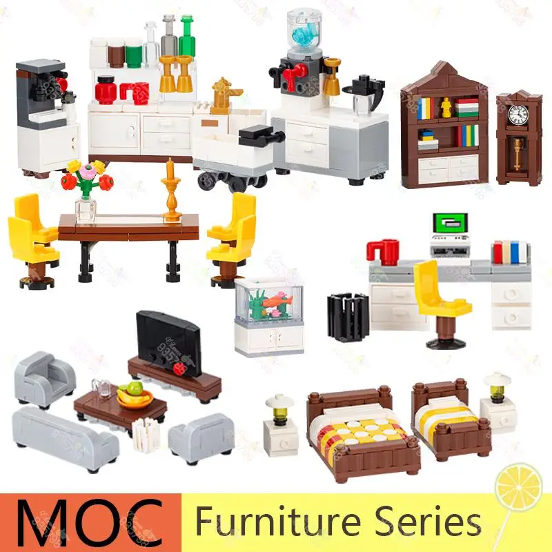 Конструктор City MOC для детской кроватки дивана компьютера книжного шкафа