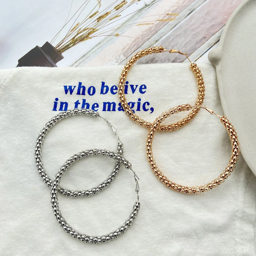 

Fashion Brincos Cubic Zirconia Twisted Pattern Women's Earrings Oversized Geometric Round Golden Earrings Party Jewelry Gift