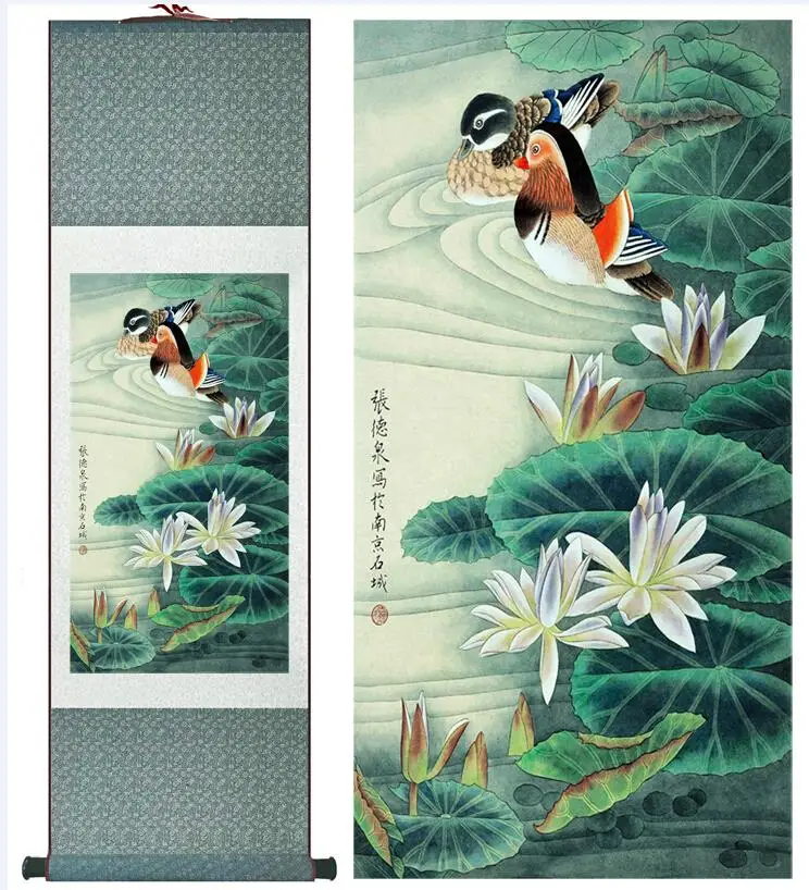 

Super quality traditional Chinese Art Painting Home Office Decoration Chinese painting Mandarin ducks playing in the water