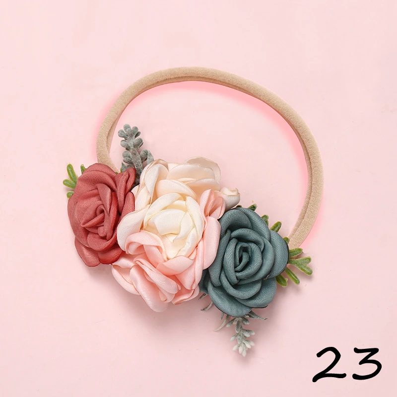 Artificial Flower Headband For Baby Girls Crown Kids Infant Hairband Nylon Traceless Newborn Photography Props Hair Accessories | Мать и