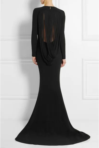 

Женское вечернее платье с бахромой, черное бальное платье с длинным рукавом, 2019
