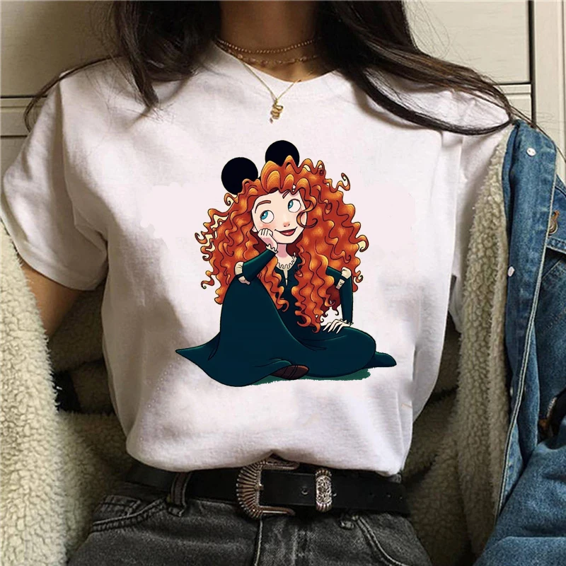 BONJEAN летняя футболка Милая Микки принцесса печатная Футболка Kawaii Harajuku забавная