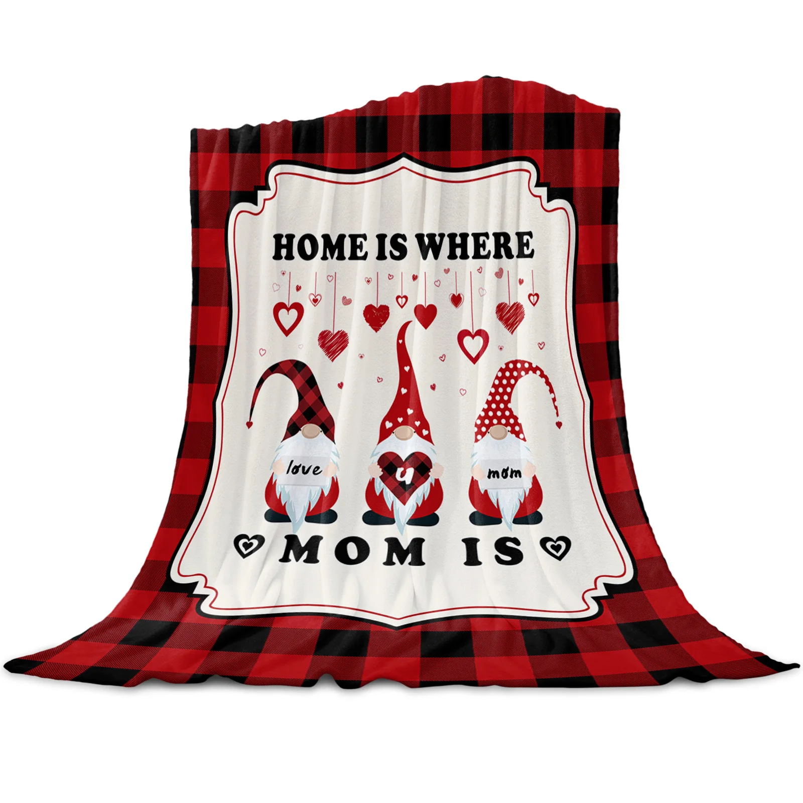 

Mother'S Day Dwarf Love Plaid Throw Blanket Soft Picnic Blanket Home Decor Microfiber Flannel Blankets for Beds