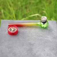 portable colorful glass tobacco pipe set with mini acrylic grinder soot filter screen 2 colors complete smoking accessories