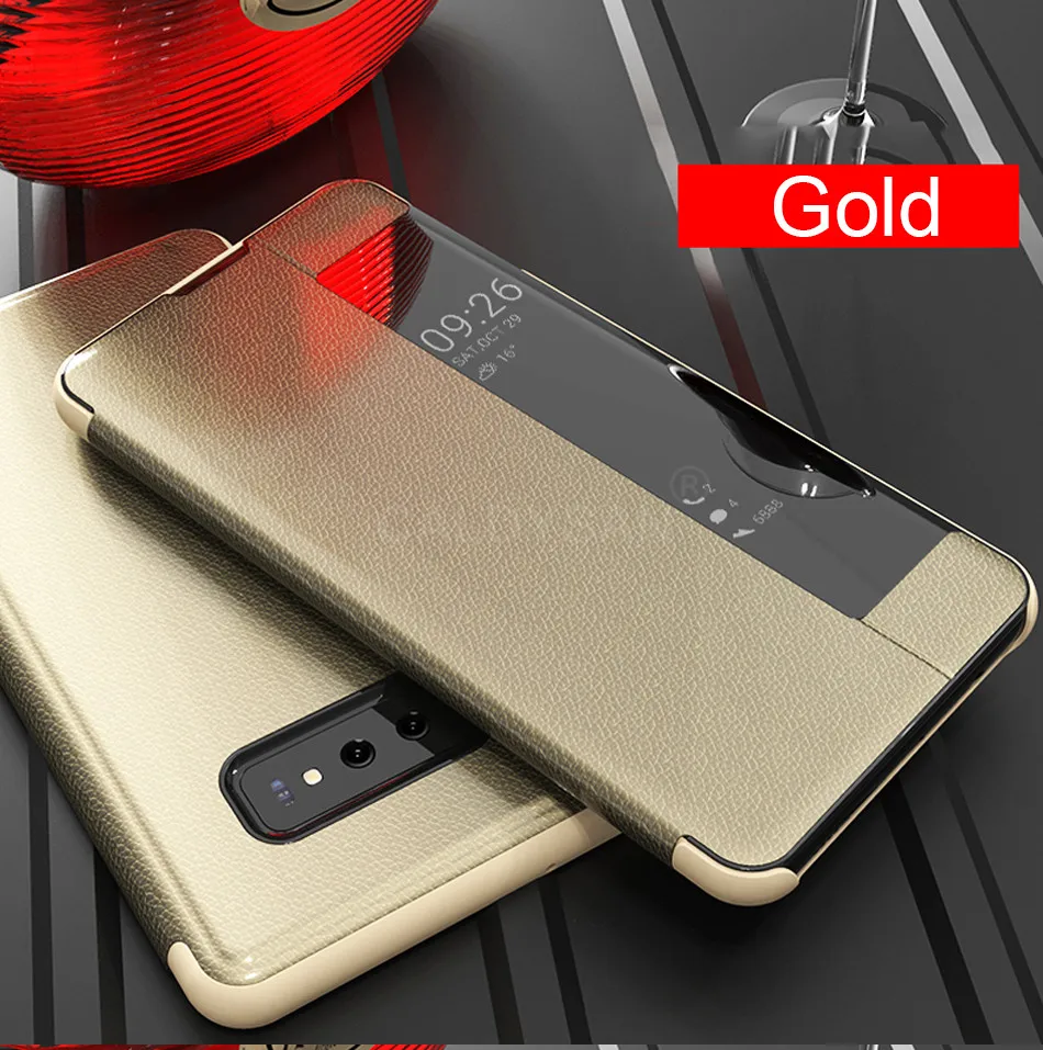 Роскошный кожаный флип-чехол для samsung Galaxy S9 S8 Plus, противоударный чехол для samsung S10 Plus S10e Smart View, чехол для телефона